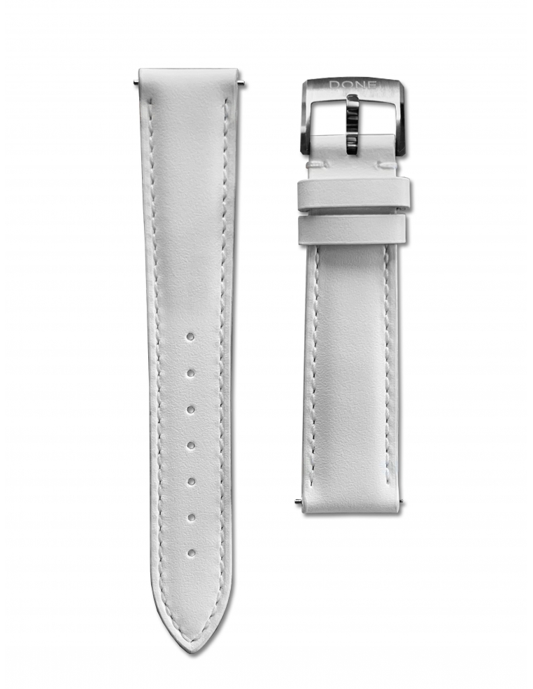 Leather strap 18/16mm - White - S-Steel Pin buckle